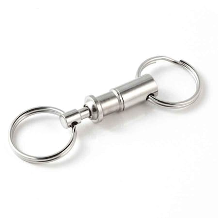 Key-Bak KEYBAK Quick Release Pull Apart Dual Key Ring, Nickel Finish, Cylindrical 0500-001